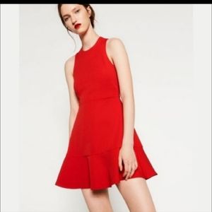 ZARA NWT Sleeveless Back Details Red Skatergirl Dress sz xs